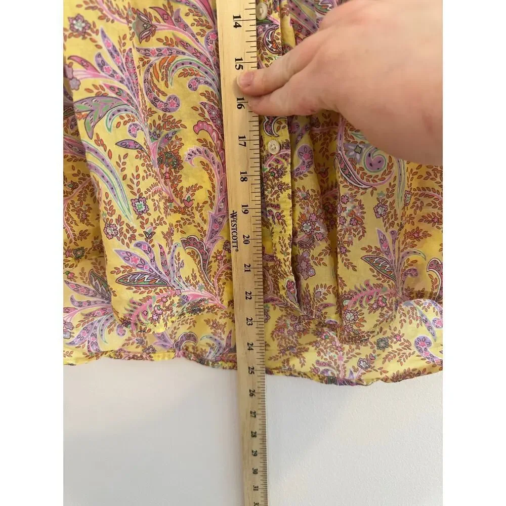 Ralph Lauren Women's 100% Cotton Preppy Purple/Yellow Pailsey Button Down Large - Picture 6 of 6